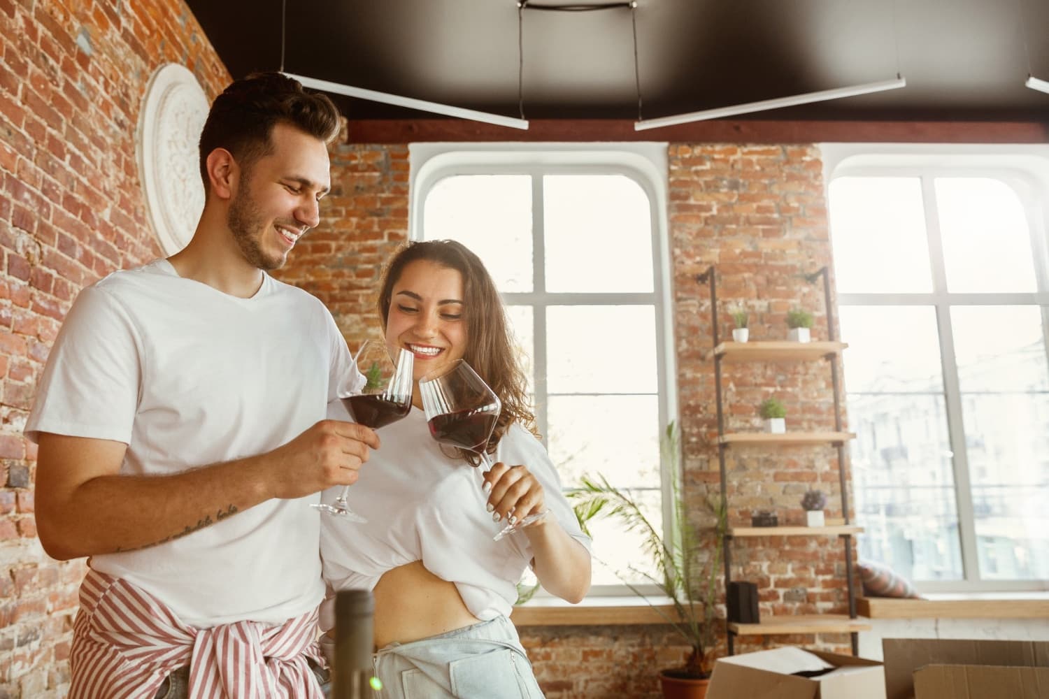 Young Couple Drinking Wine